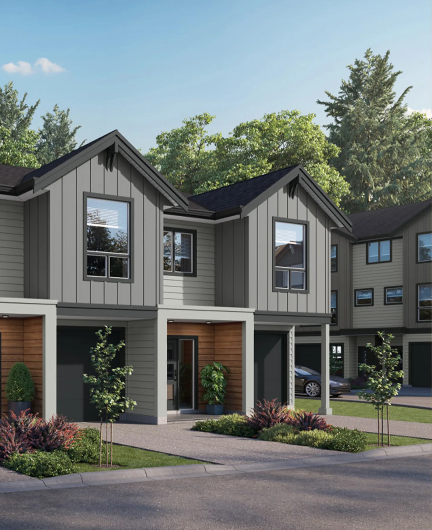 Atlas Townhomes condo building, in Westhills, Victoria BC