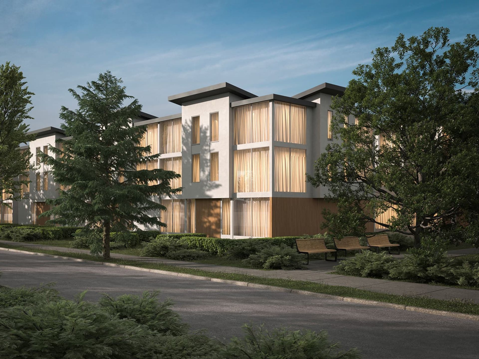 Odessa Townhomes condo building, in Langford Proper, Victoria BC